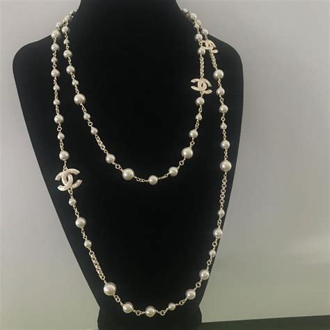 chanel pearl logo chain|chanel necklace set.